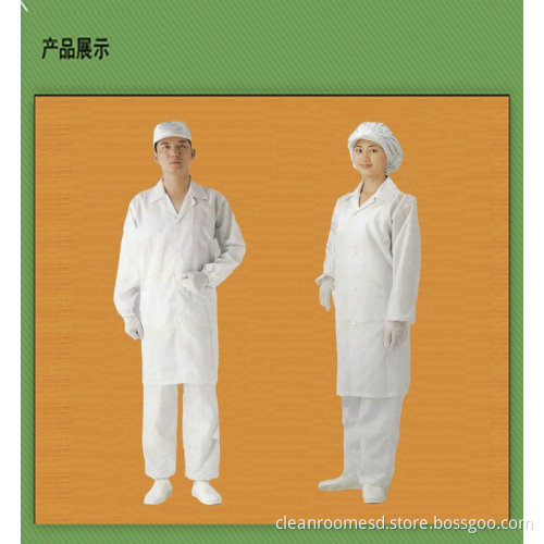 10^9ohm/sqm White Esd Clean Room Garments Coveralls With Zipper